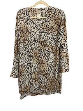 Chicos Blouse Women's Medium Animal Print Tunic Dress Office Cheetah Chicos 2